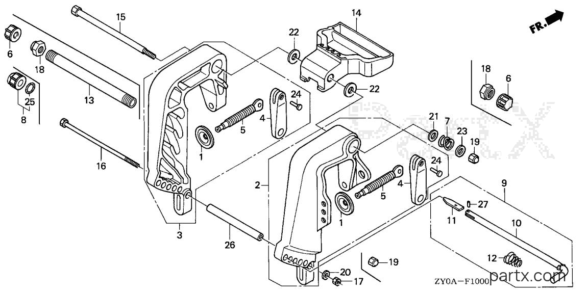 Honda BF20D5 LHA - STERN BRACKET (1)