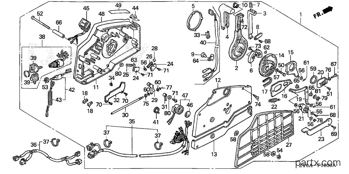Honda BFP20D5 LRTA - REMOTE CONTROL (HI-LEX) (HANDLE CAP = GRAY)