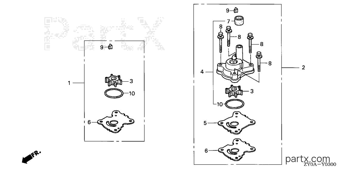 Honda BF15D5 LHTA - WATER PUMP IMPELLER KIT