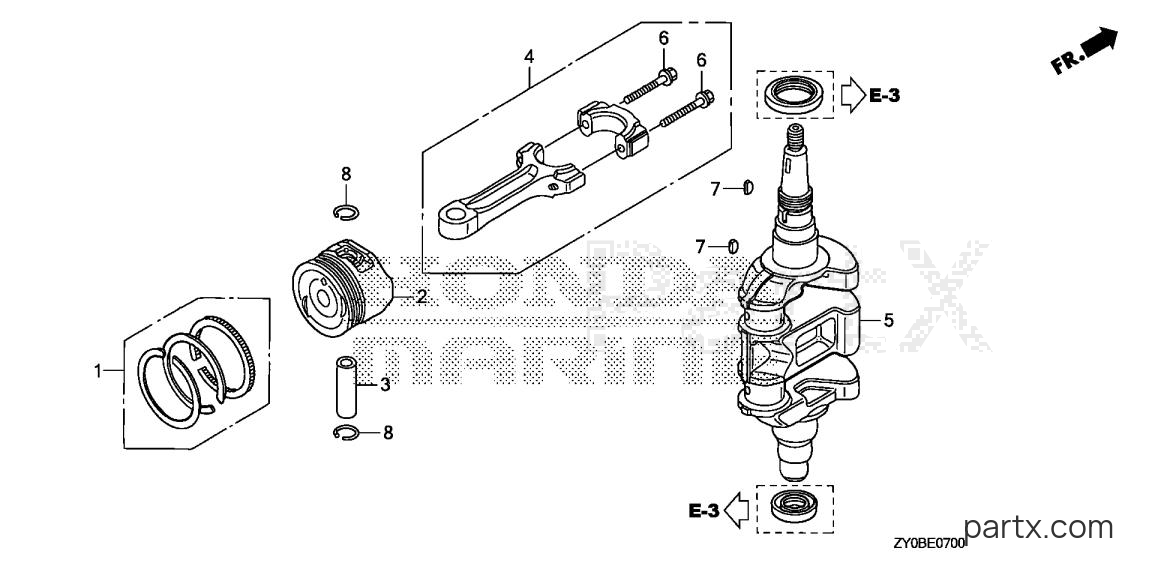 Honda BF15DK2 SHA - CRANKSHAFT - PISTON