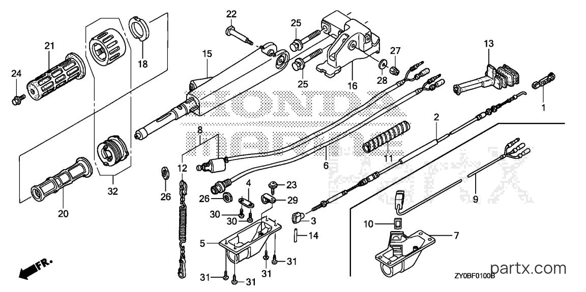 Honda BF15DK0 SHTA - HANDLEBAR