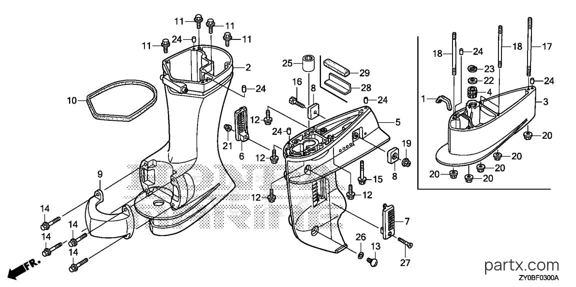 Honda BF15DK0 SHSA - GEAR CASE - EXTENSION CASE