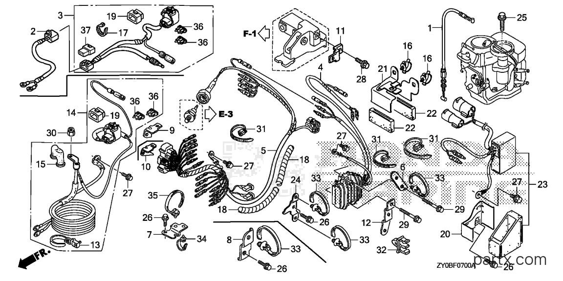 Honda BF20DK2 LHTA - WIRE HARNESS - REGULATOR - STARTER CABLE (1)