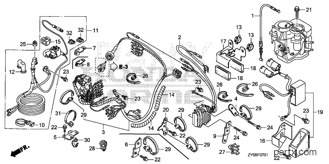 Honda BFP15DK2 XRTA - WIRE HARNESS - REGULATOR - STARTER CABLE (2)