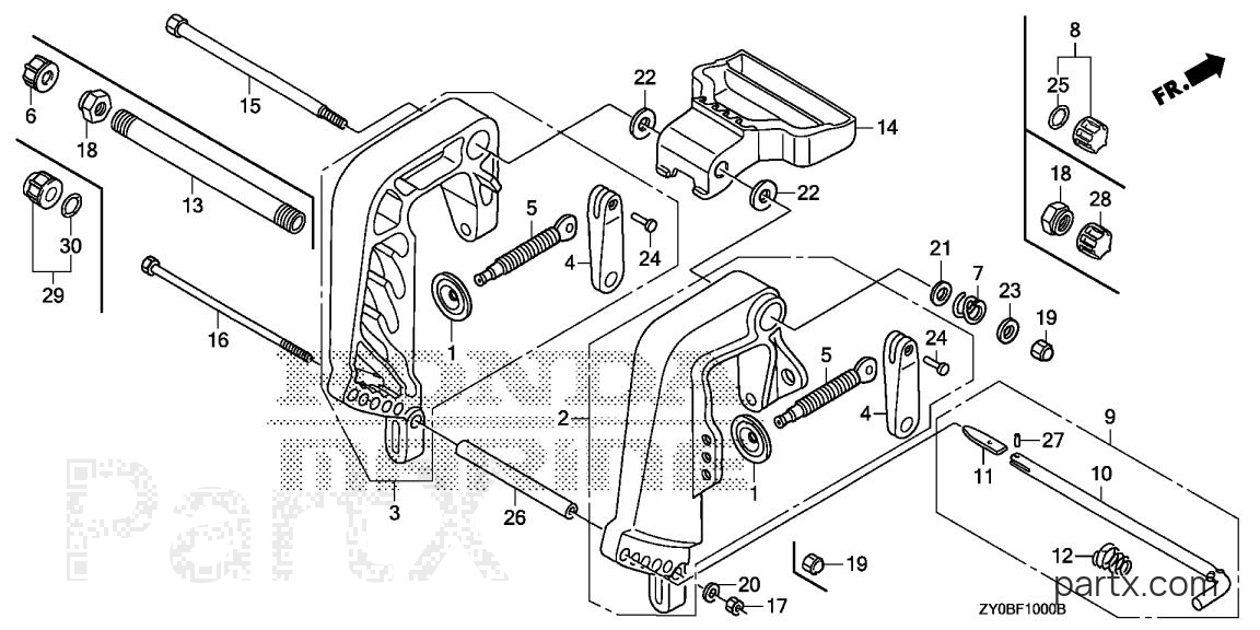 Honda BF15DK2 LHSA - STERN BRACKET (1)