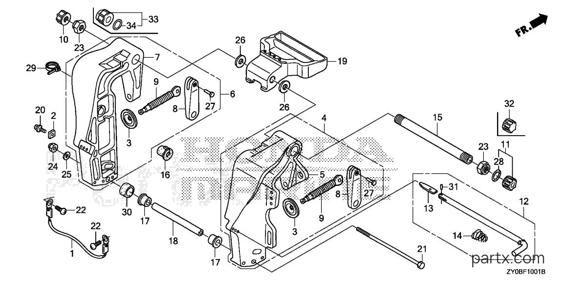 Honda BF20DK0 LHTA - STERN BRACKET (2)