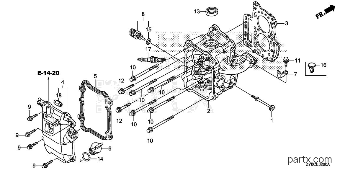 Honda BF20DK3 LRTA - CYLINDER HEAD