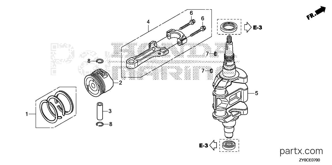 Honda BF20DK3 SHA - CRANKSHAFT - PISTON