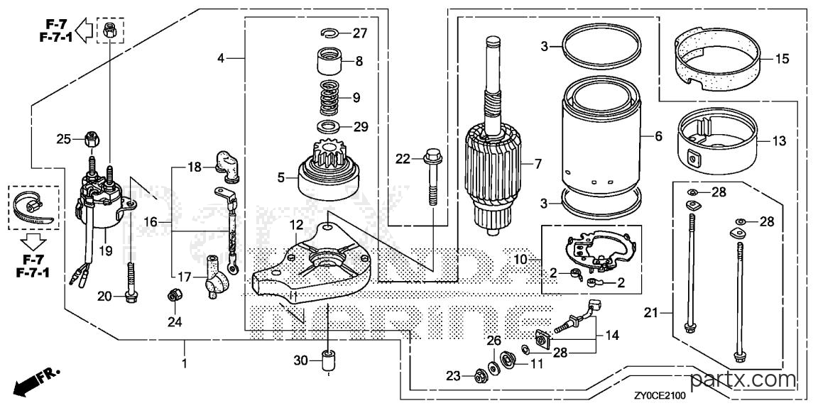Honda BF15DK3 LHSA - STARTER MOTOR