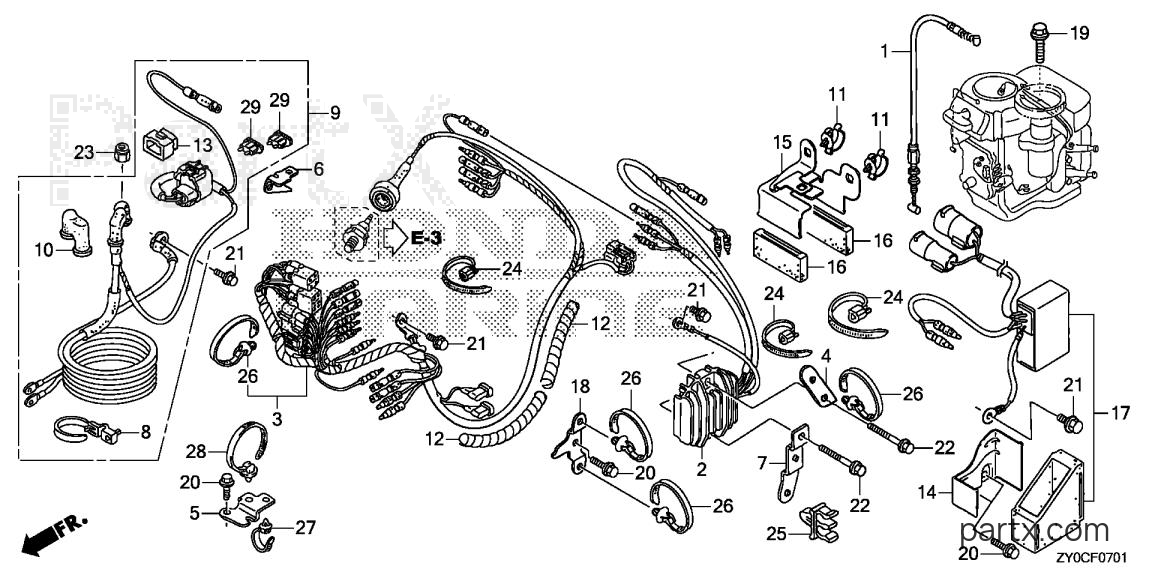 Honda BFP15DK3 XRTA - WIRE HARNESS - REGULATOR - STARTER CABLE (2)