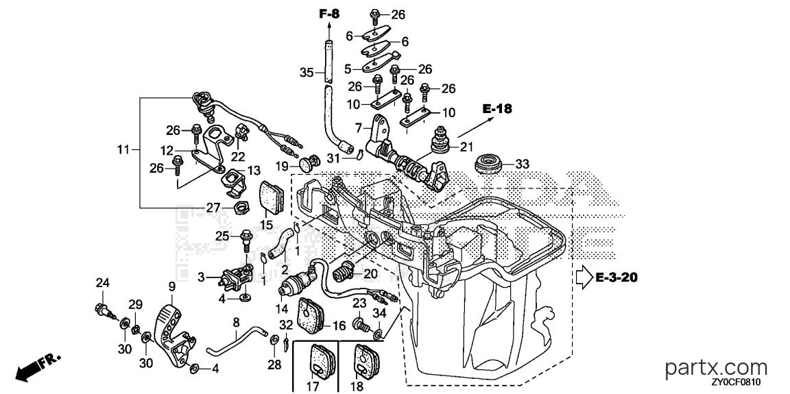 Honda BF20DK3 SHTA - OIL CASE - SHIFT SHAFT (HANDLE SPECIFICATION)