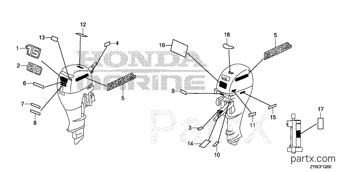 Honda BF15DK3 SHSA - LABEL