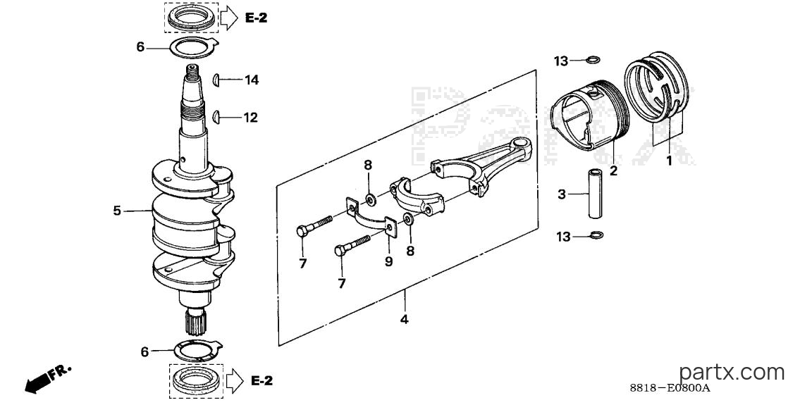 Honda BF8AX XA - PISTON - CRANKSHAFT