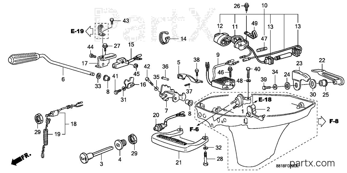 Honda BF8AX LA - SHIFT SHAFT