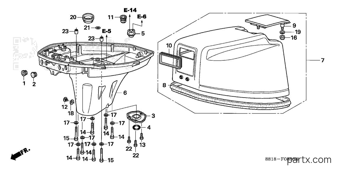 Honda BF8AK0 LA - ENGINE COVER - OIL CASE