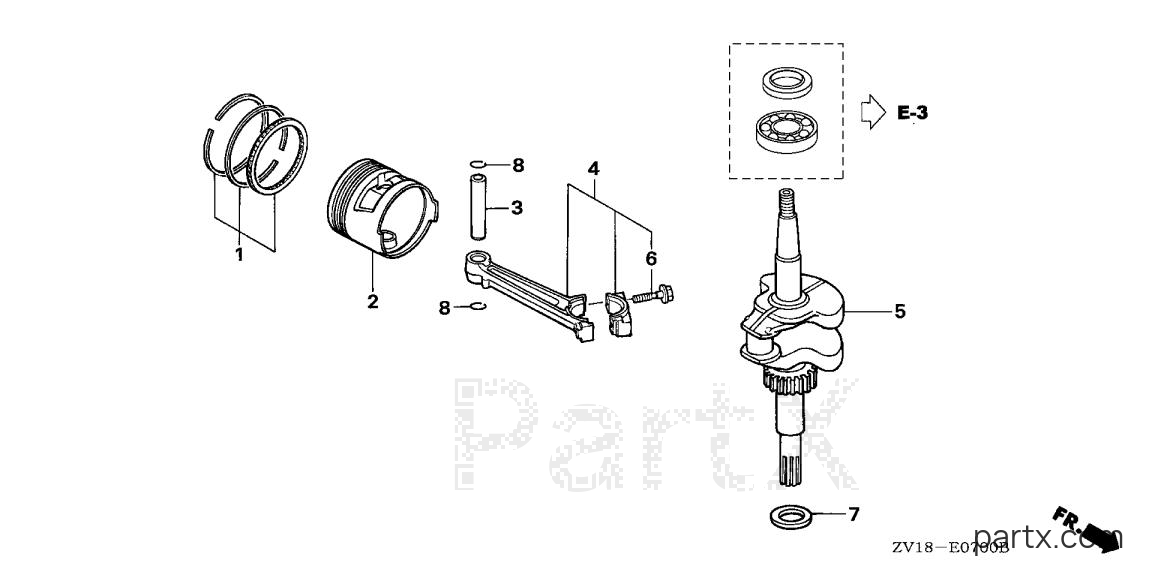 Honda BF5A2 SA - CRANKSHAFT - PISTON