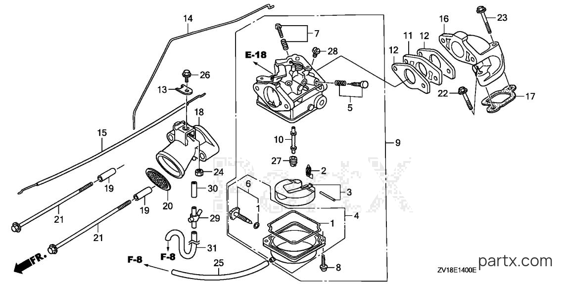 Honda BF5AK0 SA - CARBURETOR