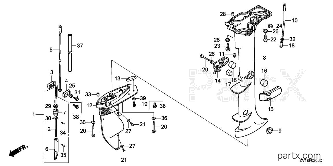 Honda BF5A6 LA - EXTENSION CASE - GEAR CASE