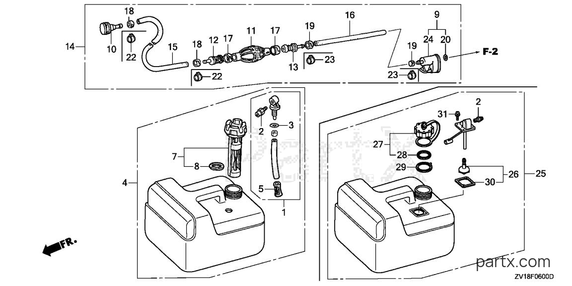 Honda BF5AK0 LA - FUEL TANK