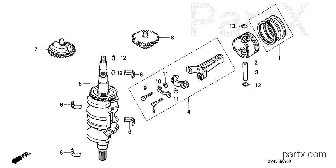 Honda BF9.9AY SAS - CRANKSHAFT - PISTON