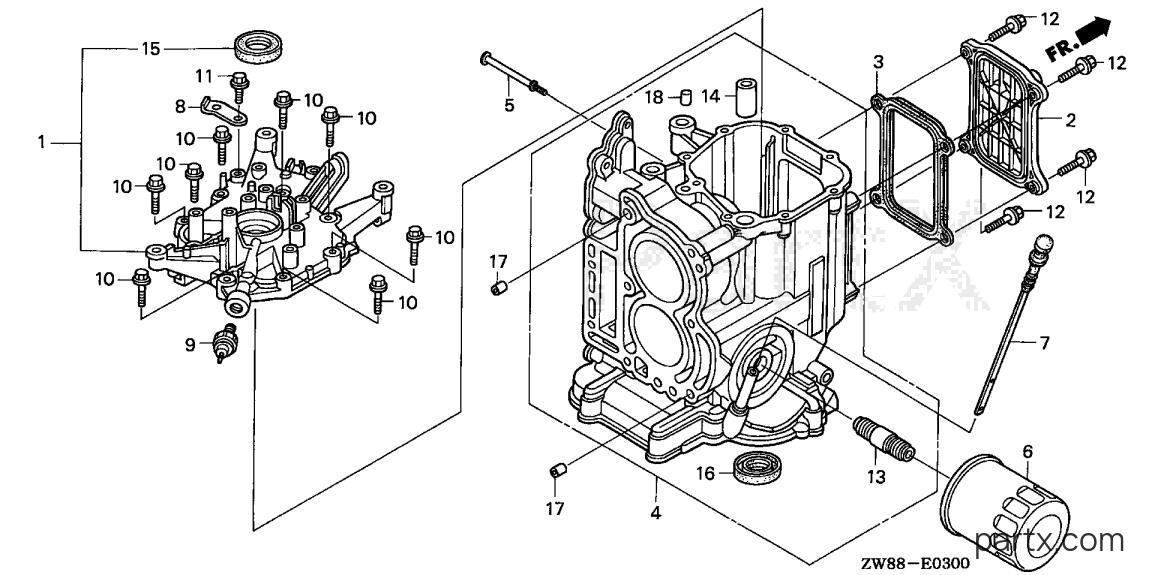 Honda BF9.9D4 SHSA - CYLINDER BLOCK - CRANKCASE COVER