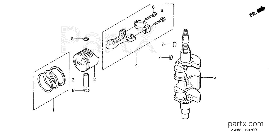 Honda BF8D3 LHSA - CRANKSHAFT - PISTON