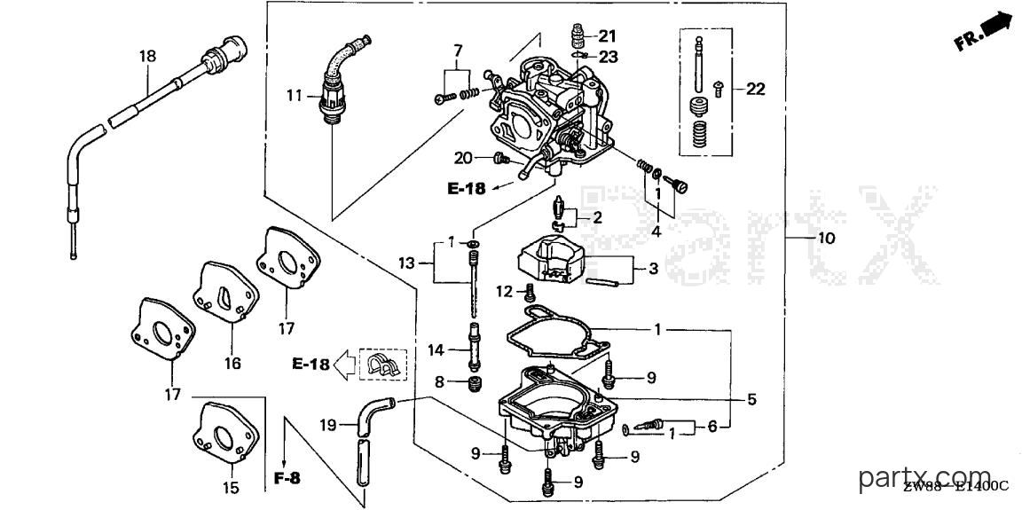 Honda BF8D3 LHA - CARBURETOR (MANUAL)