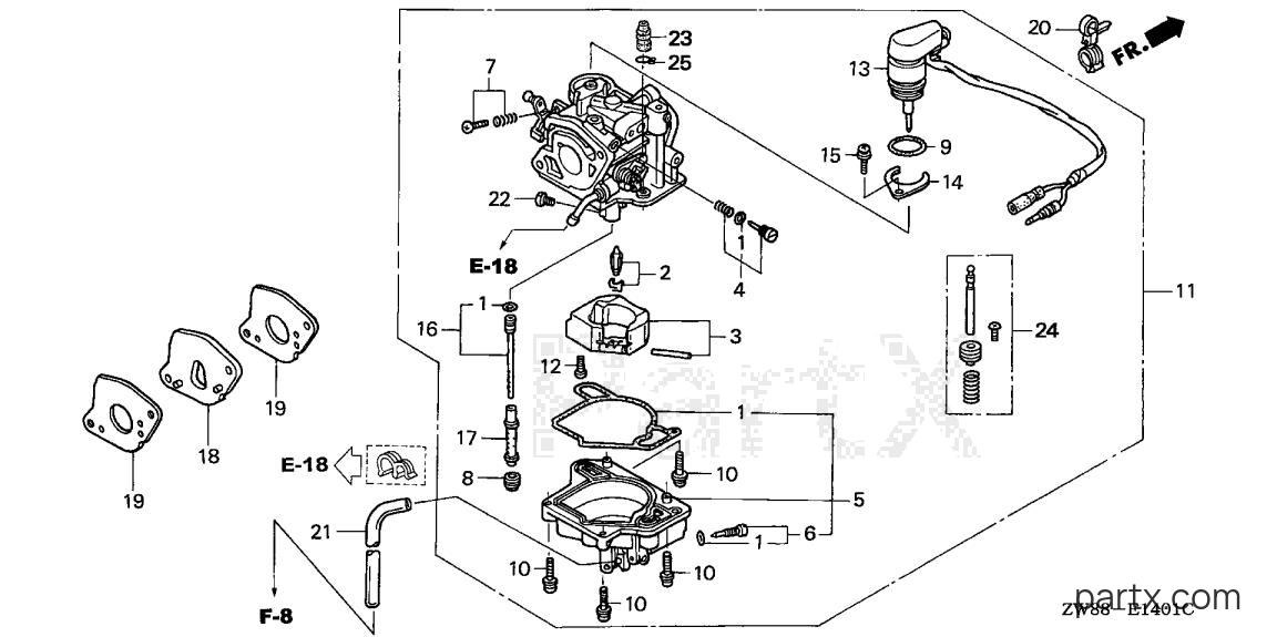 Honda BFP9.9D4 XRTA - CARBURETOR (AUTO)