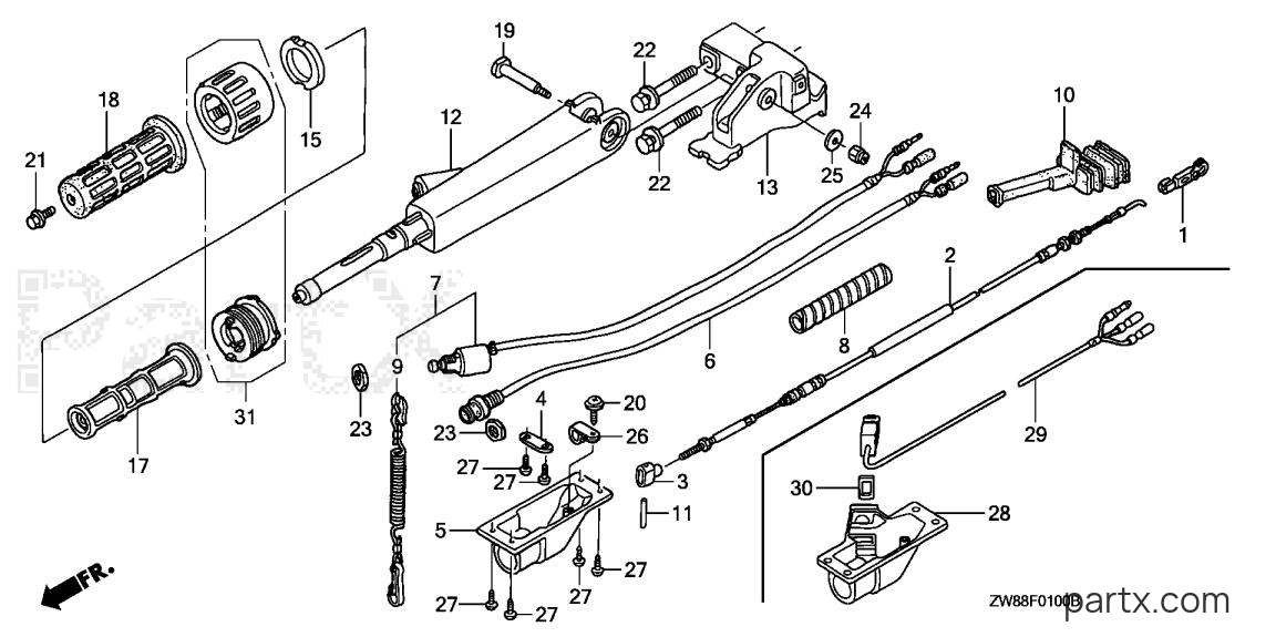 Honda BF8D3 SA - HANDLEBAR