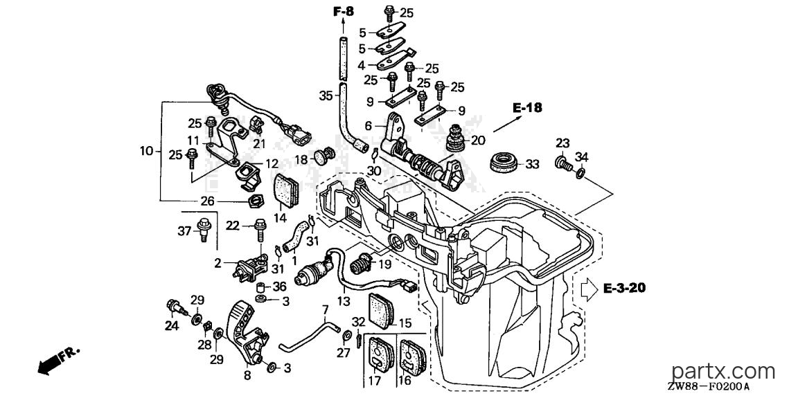 Honda BF8D3 SA - SHIFT SHAFT (HANDLE SPECIFICATION)