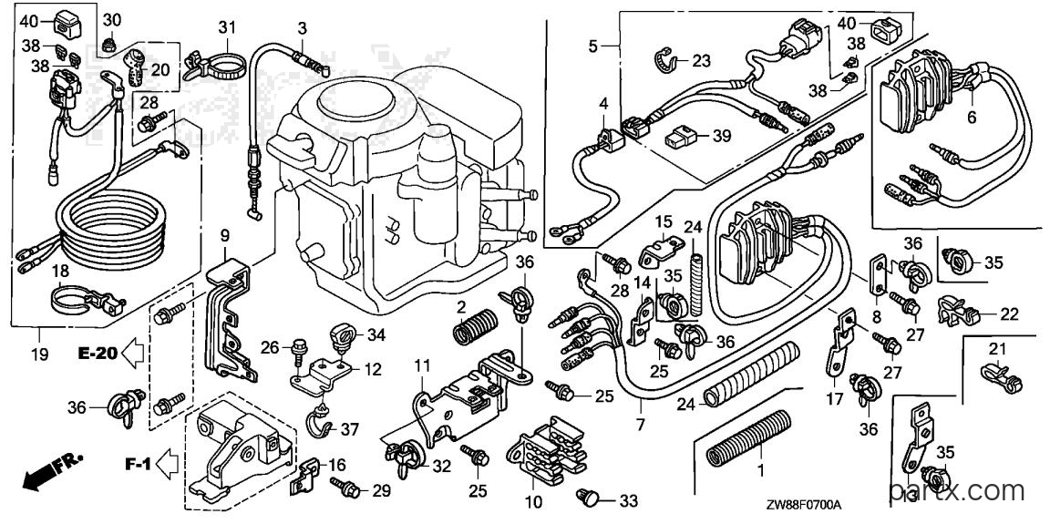 Honda BFP9.9D4 LHA - REGULATOR - STARTER CABLE (1)