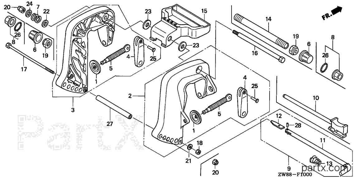 Honda BFP9.9D4 XHSA - STERN BRACKET (1)