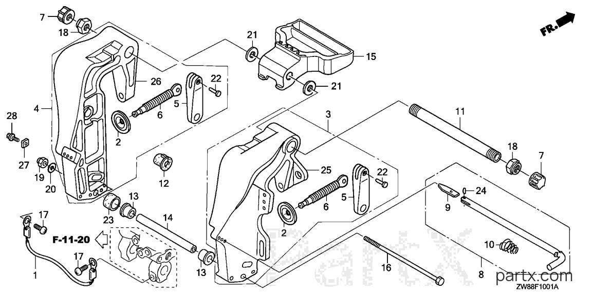 Honda BFP8D4 LHTA - STERN BRACKET (2)
