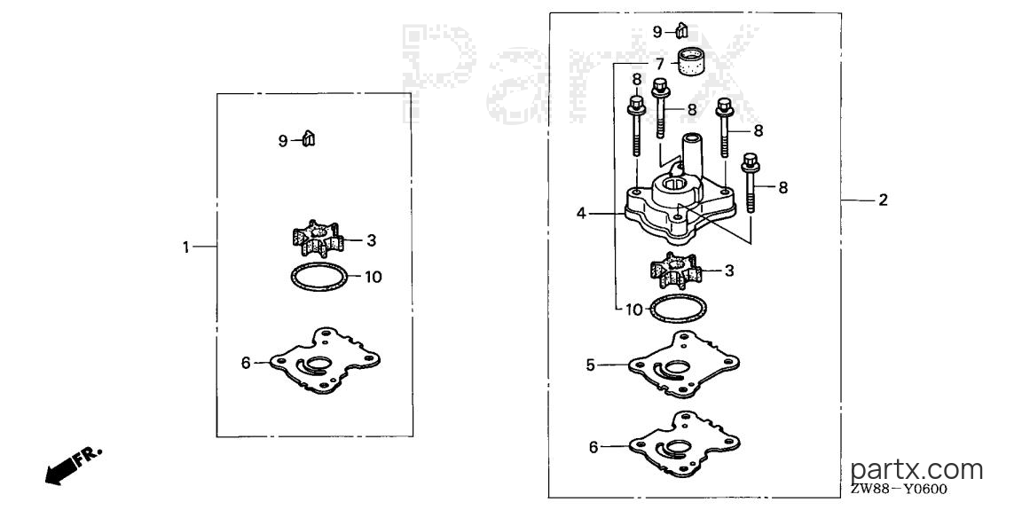 Honda BF8D3 LHA - PUMP IMPELLER KIT