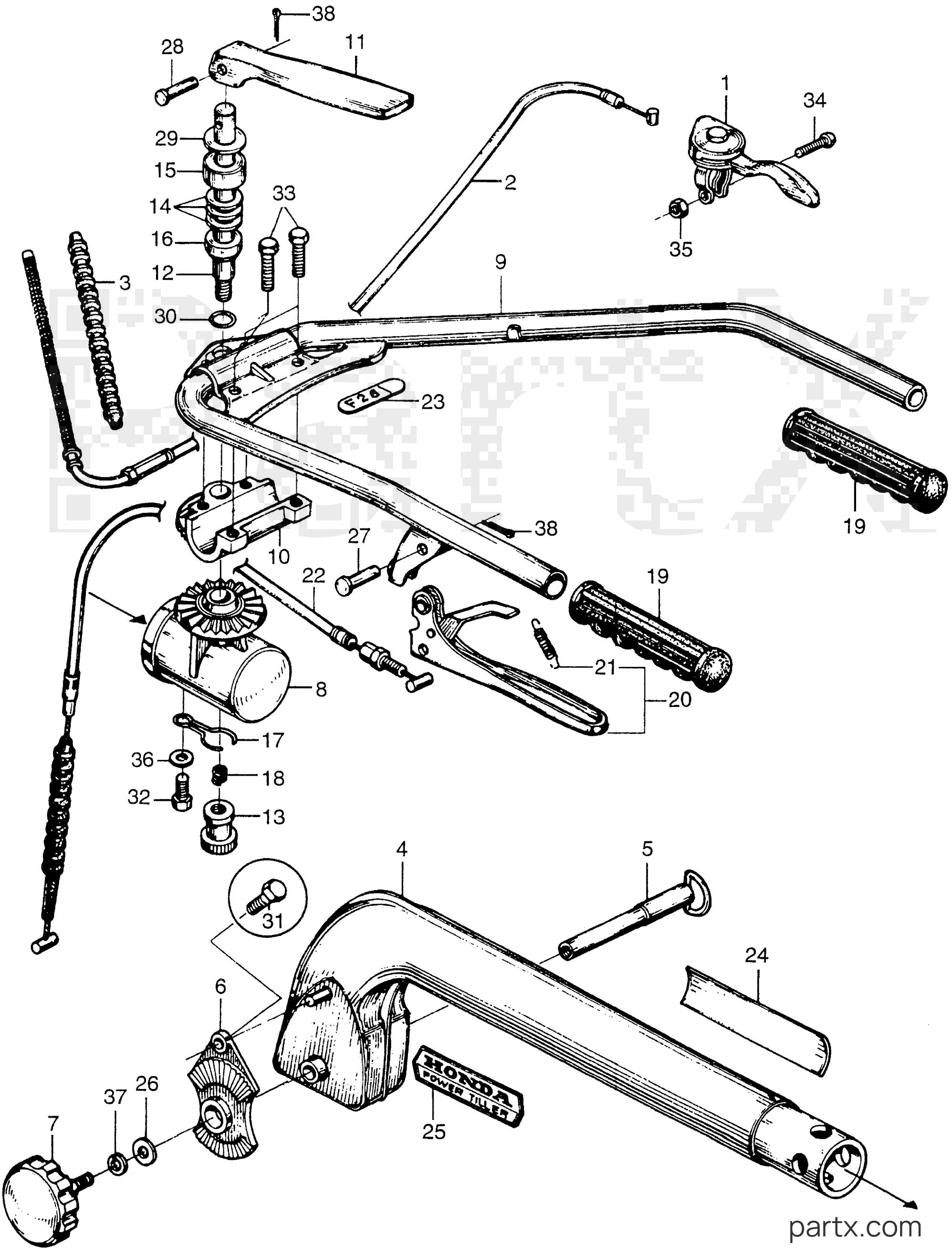 Honda F28 A - HANDLE - HANDLE COLUMN