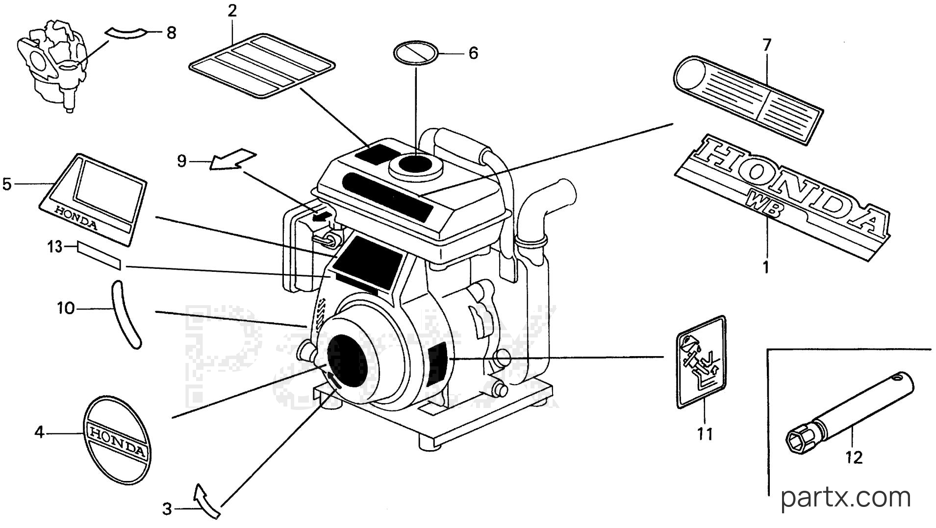 Honda WB15 C/A - LABELS (ENGINE)