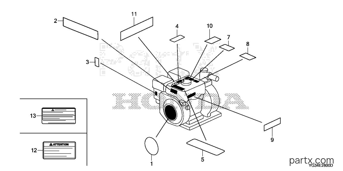 Honda WB20XK2 A - LABELS (1)