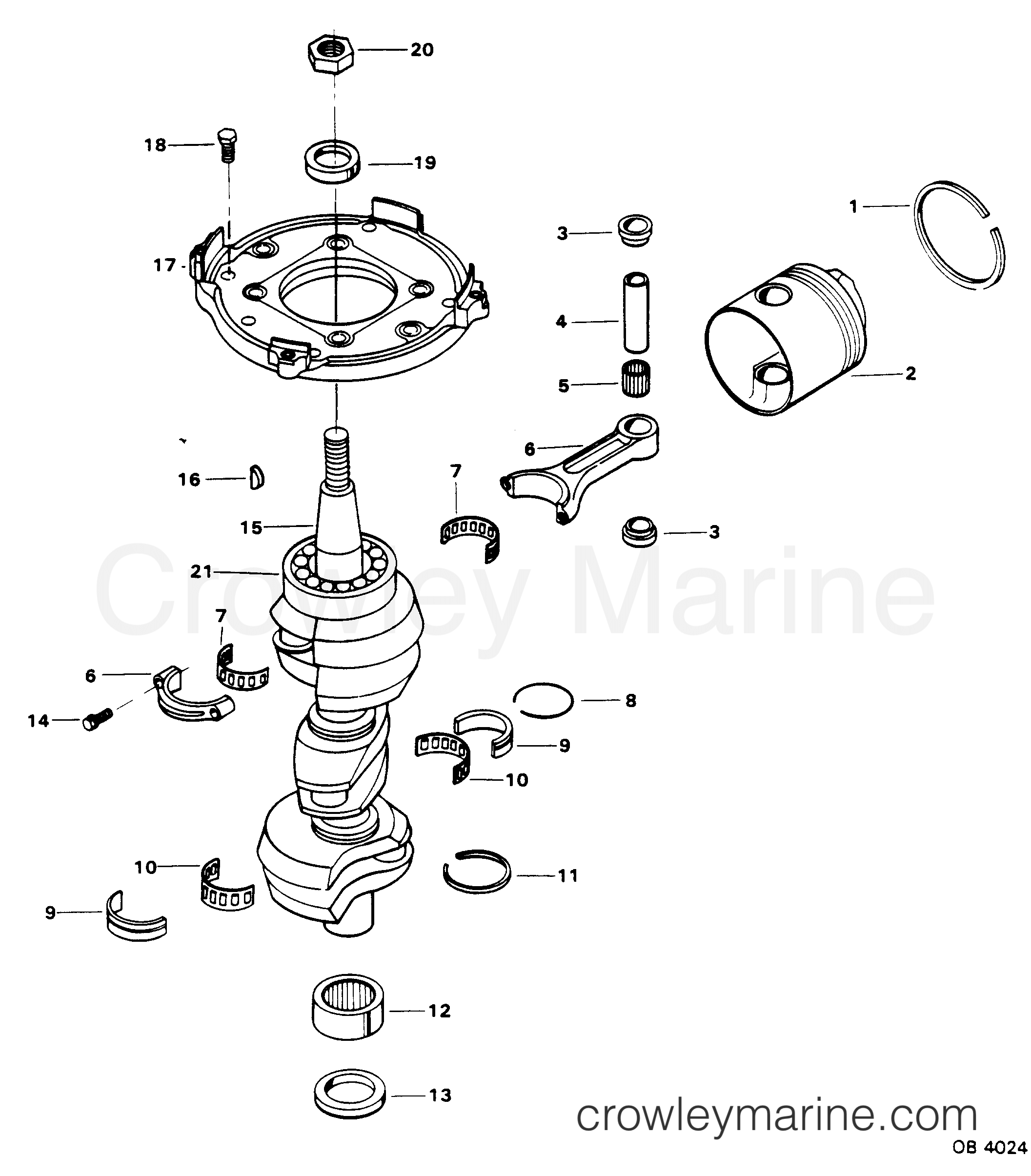 1984 Outboard 85 - 856FC4A [Force] - CRANKSHAFT AND PISTON