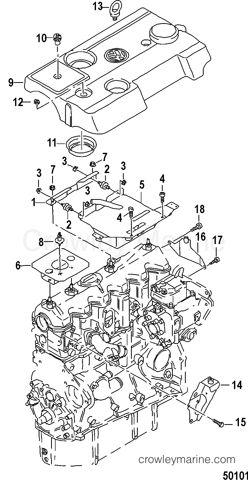 2012 Inboard Engine 2.5L TDI - 3D250010D - ENGINE COVER