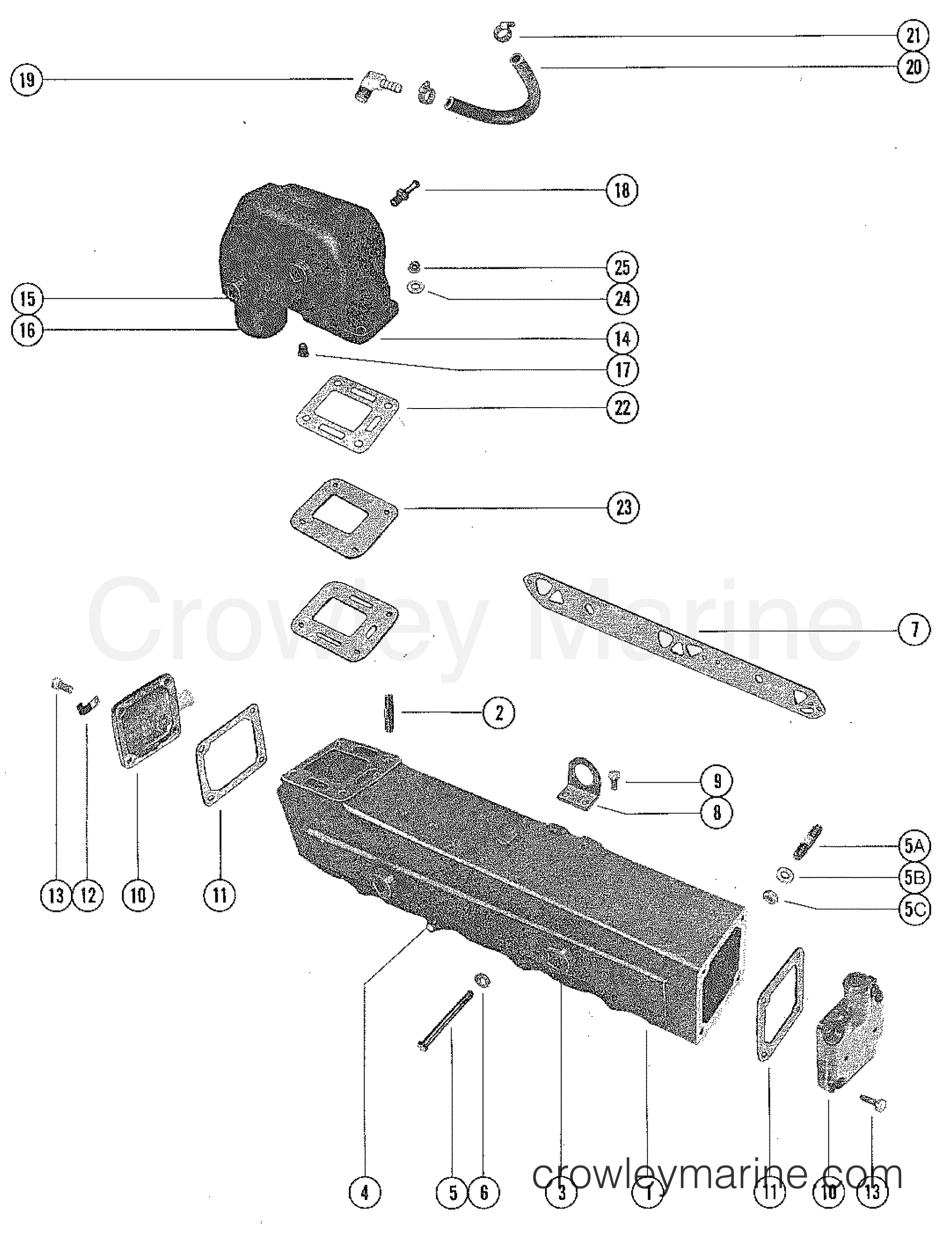 EXHAUST MANIFOLD AND EXHAUST ELBOW ASSEMBLY - Serial Range Stern Drive ...