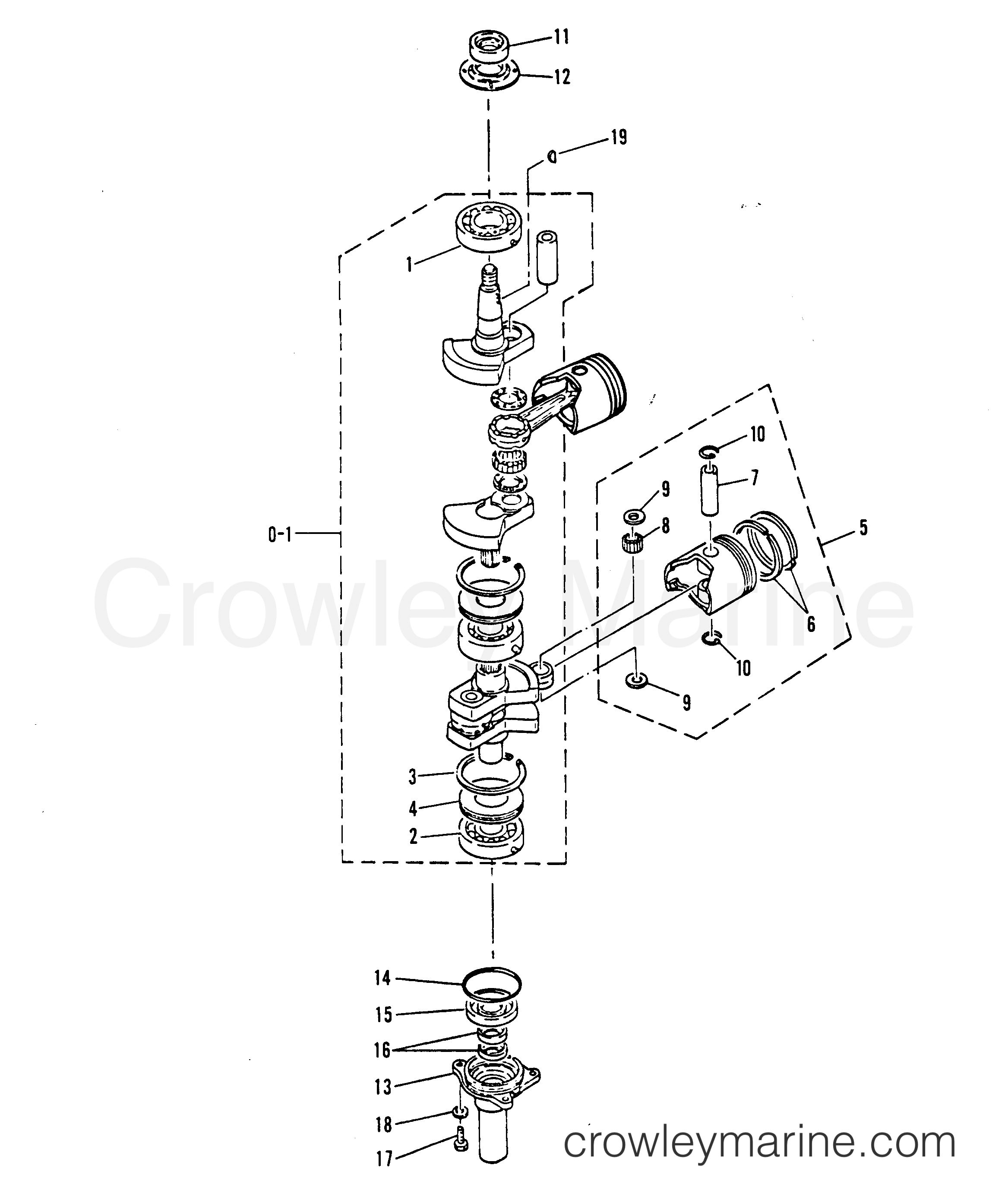 1983 Outboard 9.9 [EL] - 7010523 - CRANKSHAFT AND PISTON