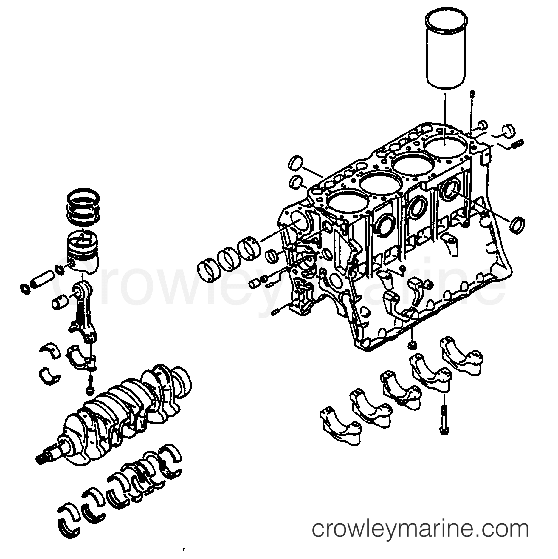 1990 Inboard Engine 3.9LD [STARBOARD] - 33922B9CS - SHORT BLOCK