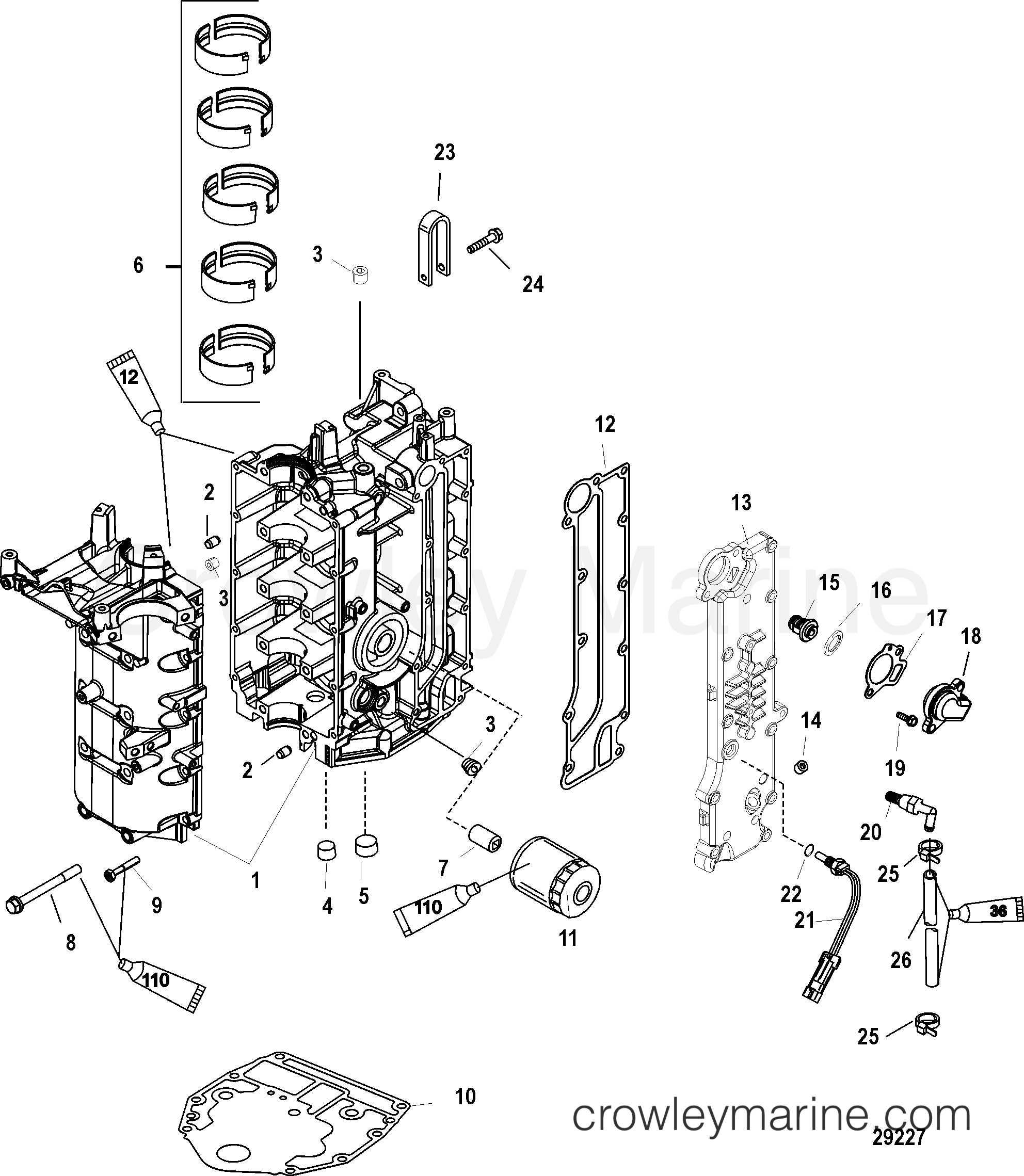 CYLINDER BLOCK AND CRANKCASE - 2006 Outboard 40EFI [ELPT 4] 7E41412ZB ...