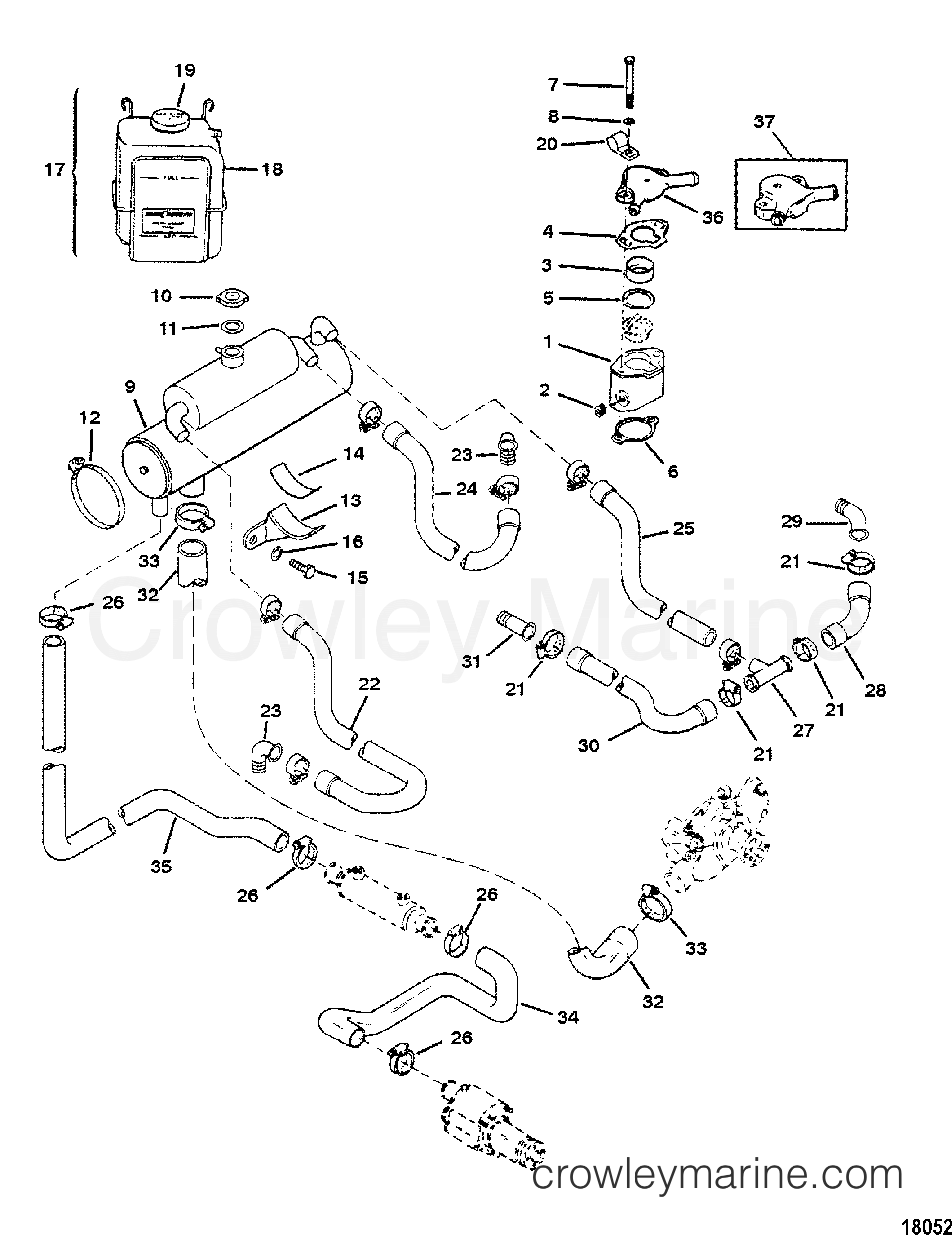 Various Years Rigging Exhaust / Cooling Systems and Extension Kits - 1994 & Up - CLOSED COOLING SYSTEM(78094A 2)