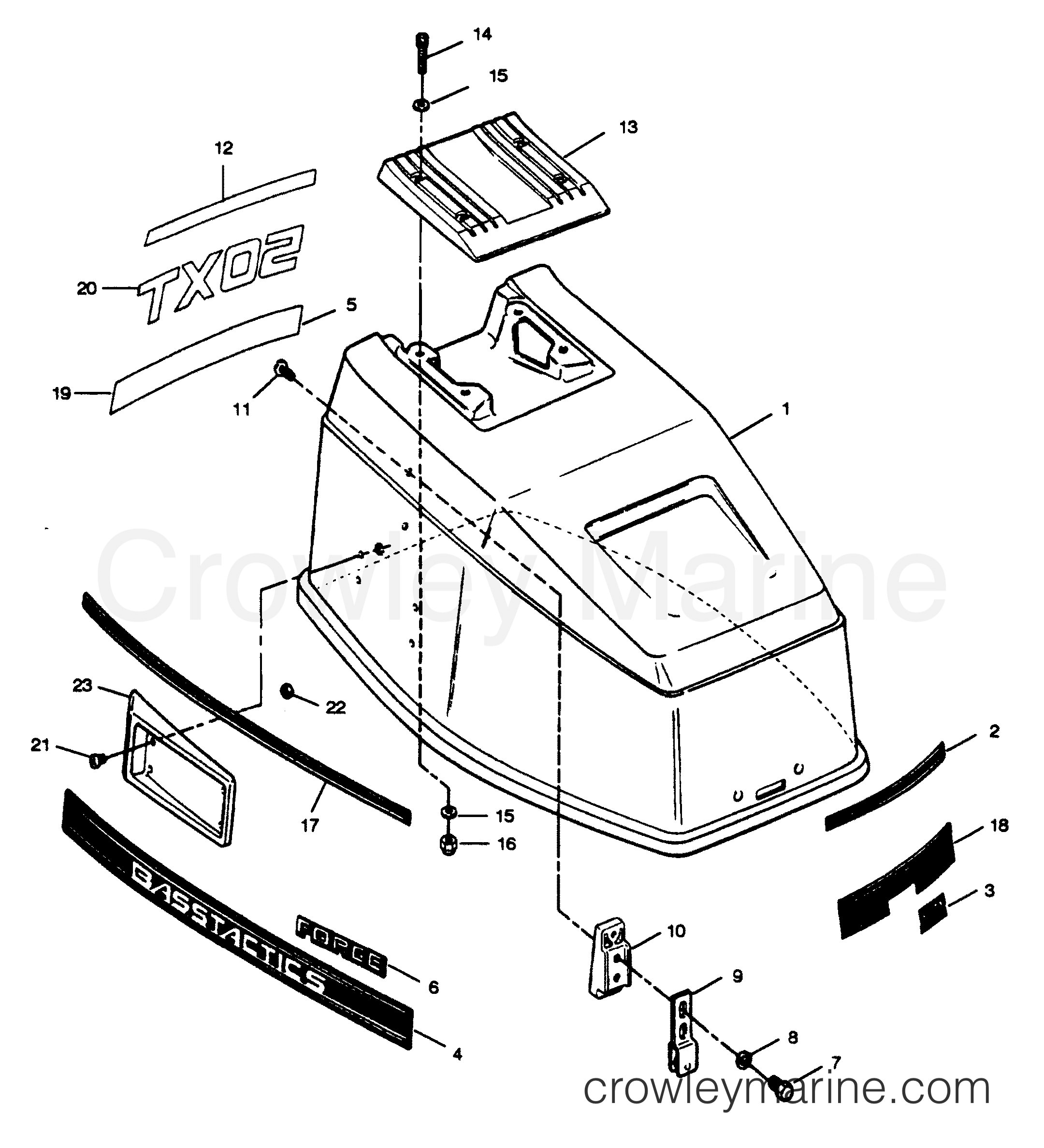 1988 Outboard 50 - 504S8C [Force] - ENGINE COVER CAJUN MODELS