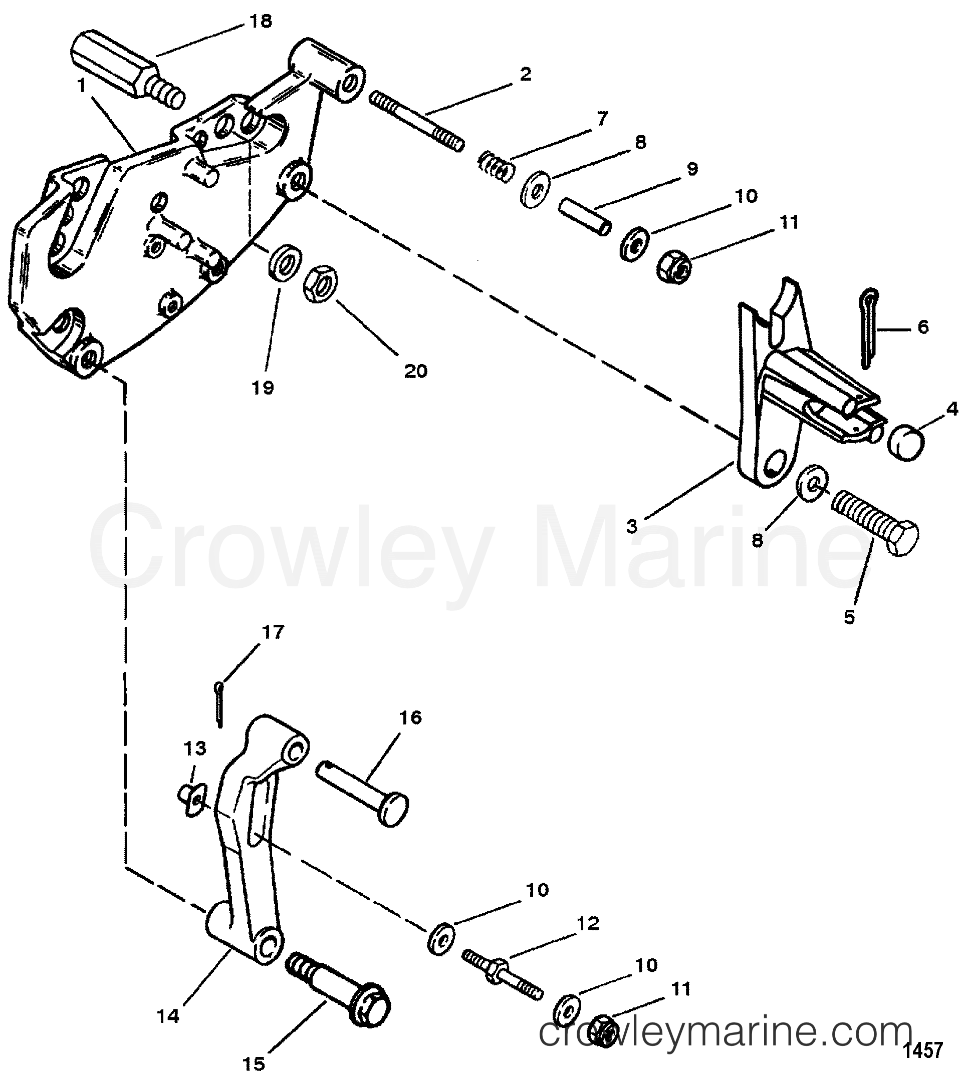 1998 Inboard Engine 642D [--] - 3C684BDLD - SHIFT BRACKET(STERN DRIVE)