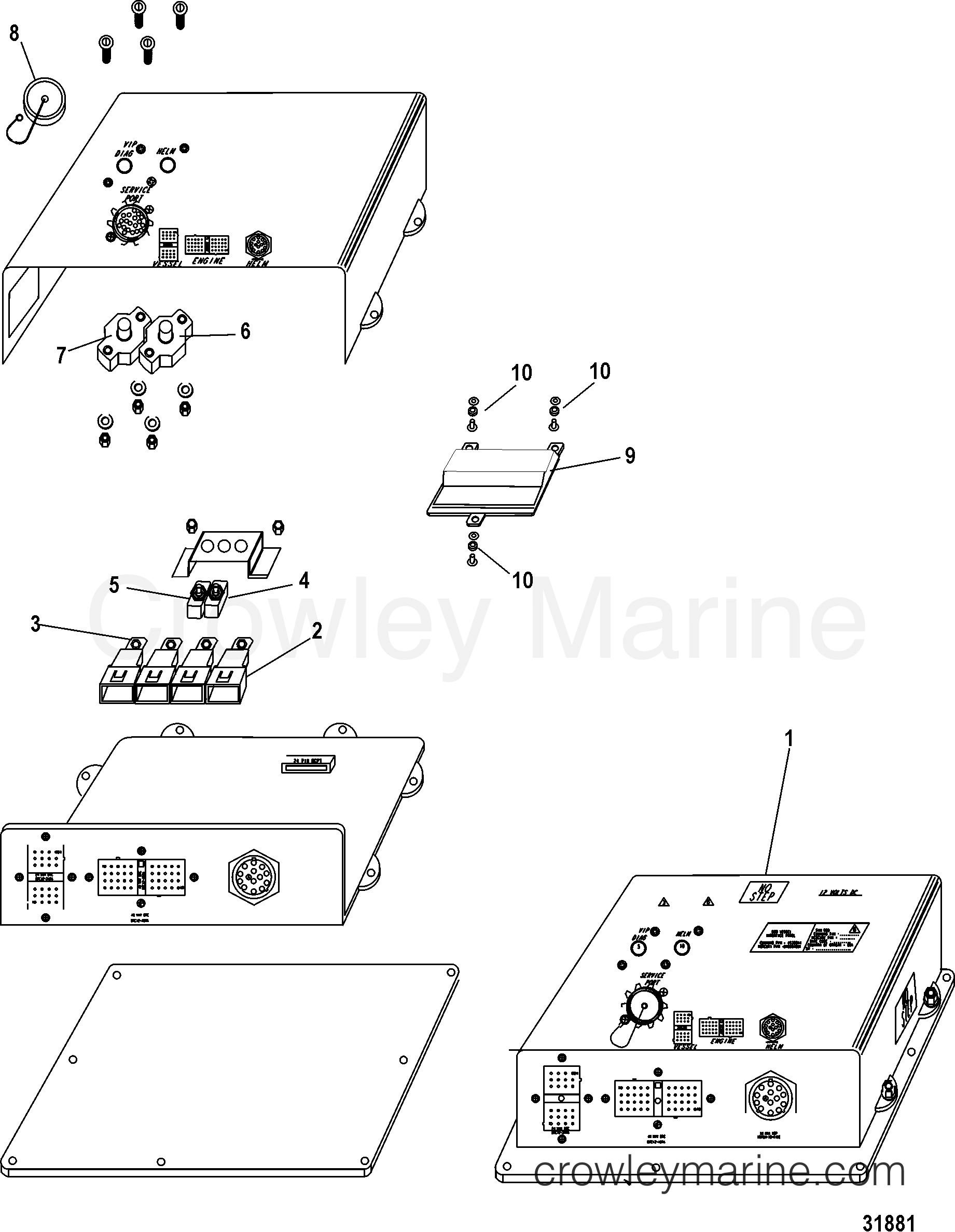 1998 Inboard Engine 2.0L QSD [EI 150] - 30200083D - ELECTRICAL COMPONENTS, VESSEL INTERFACE PANEL (VIP) (24 PIN)