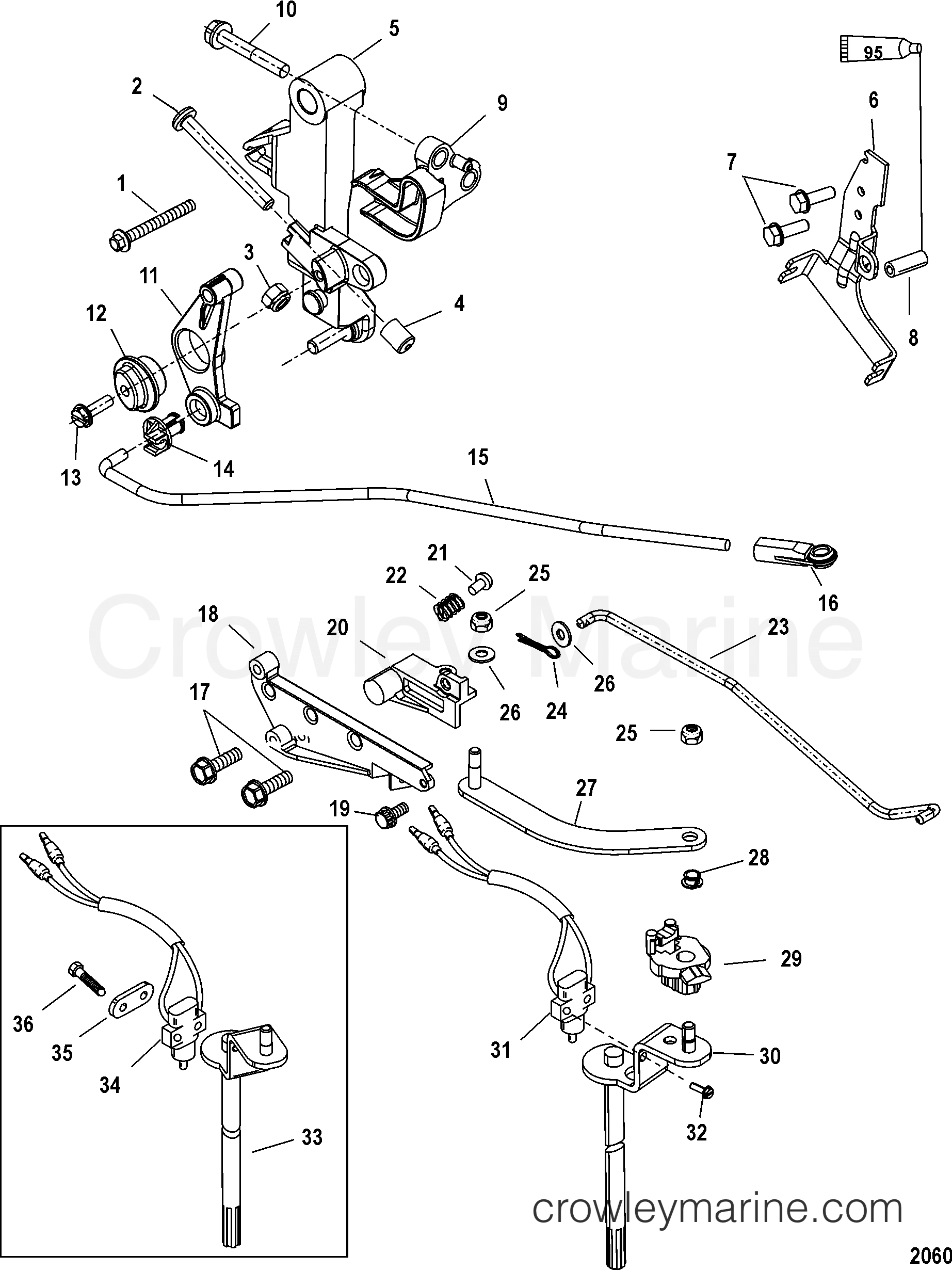 2002 Outboard 60EFI [ELPT/BF 4] - 7A60452LB - LINKAGE(HANDLE)