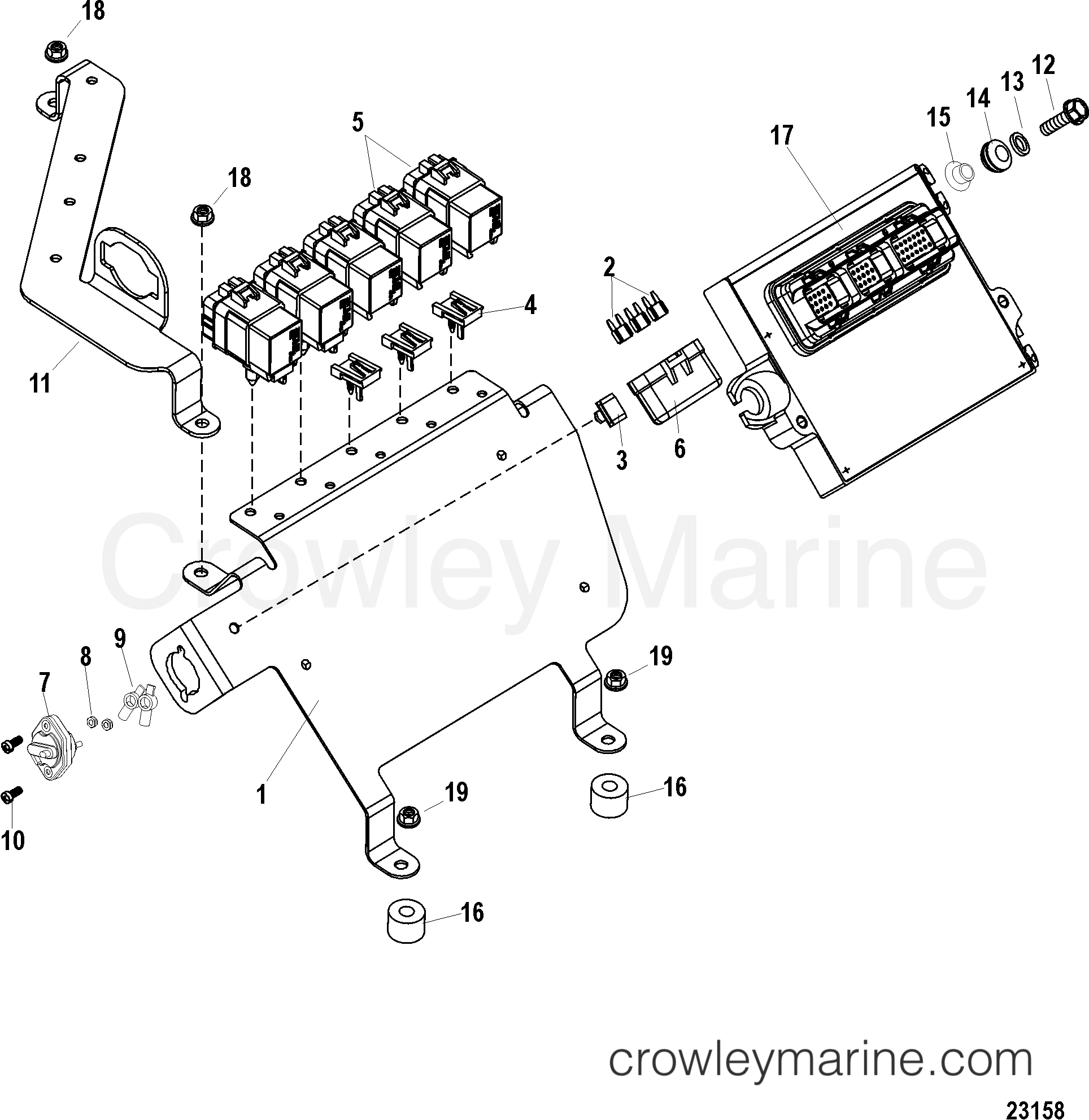 1998 Inboard Engine 8.1L HO [MPI] - 30810263U - PCM AND BRACKET