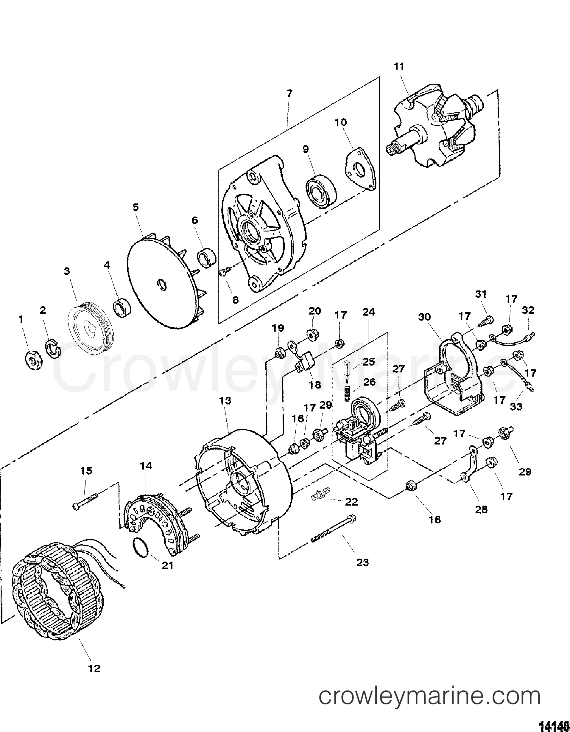 1998 Inboard Engine 8.2L [MPI] - 3752139LS - ALTERNATOR(MANDO)